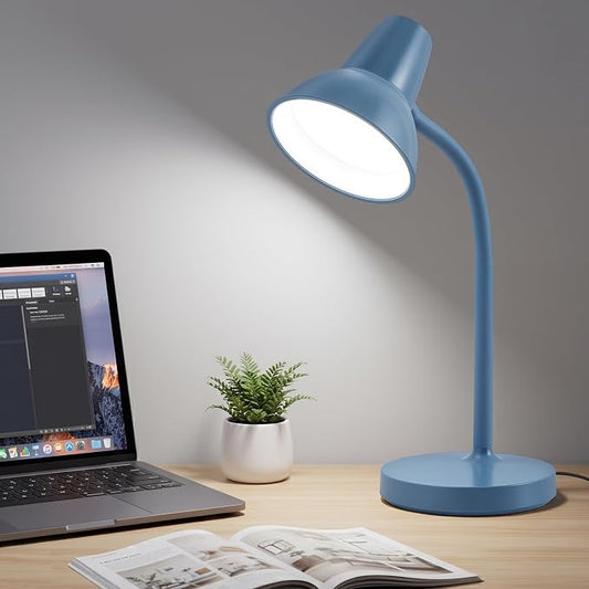 LED Desk Lamp with Flexible Gooseneck, Eye-Caring 4.5W Energy-Saving Study Lamps, Anti-tip Heavy Duty Bedside Reading Light, Desk Lamps for College Dorm Room, Home Office, Modern Lamp with 1.6m Cord