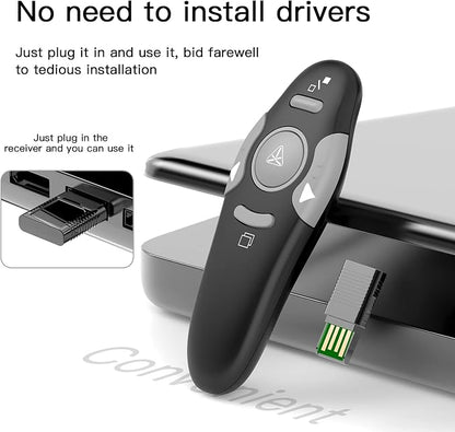 QUI Presentation Clicker Wireless Presenter Remote Clicker for PowerPoint Presentation Remote, PowerPoint Slide Advancer for Mac/Windows/Google Slide/Keynote, Black, A