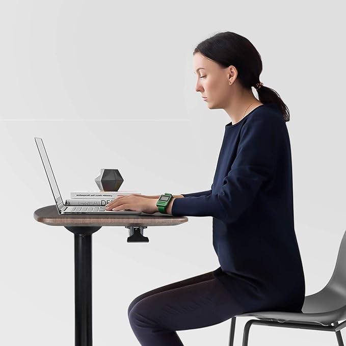 Mobile Standing Desk,Pneumatic Height Adjustable Laptop Desk, Mobile Laptop Desk with Wheels, Height Adjustable from 29.5'' to 47'',Black