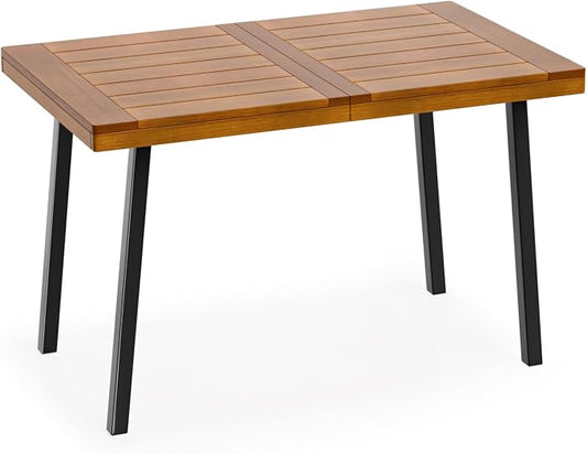 VINGLI 48 Inch Solid Wood Dining Table for 4-6, Walnut Rectangular Kitchen Table with Waterproof Tabletop for Indoor & Outdoor Use, Pine Wood Dinner Table for Patio, Dining Room, Kitchen, Apartment