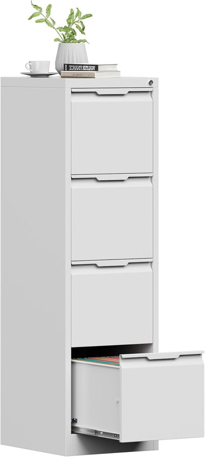 4 Drawer File Cabinet with Lock, Filing Cabinets for Home Office | Tall File Cabinet, Lockable File Cabinet, Metal File Cabinet for Letter/Legal/A4/F4 Size, Assemble Required