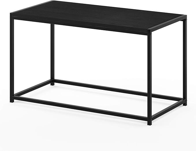 Furinno Camnus Coffee Table, Metal Frame Black Coffee Table, Rectangular Wide Side Table, Easy Assembly, for Living Room, Bedroom, Home Office, Dark Americano