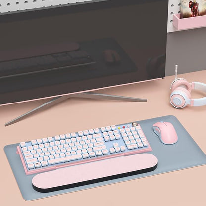 Richboom Ergonomic Computer Keyboard Stand - Acrylic Tilted Computer Keyboard Holder for Easy Typing, Keyboard Riser with Silicone Anti-Slip Case for Office Desk, Home, School, Pink