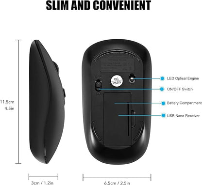 cimetech Type C Mouse, USB C Slim Wireless Mice Less Noise for MacBook Air/Pro, 2.4G Cordless Computer Mice with 3 Adjustable DPI for Mac, Laptop, Desktop, PC (Type-C Black)