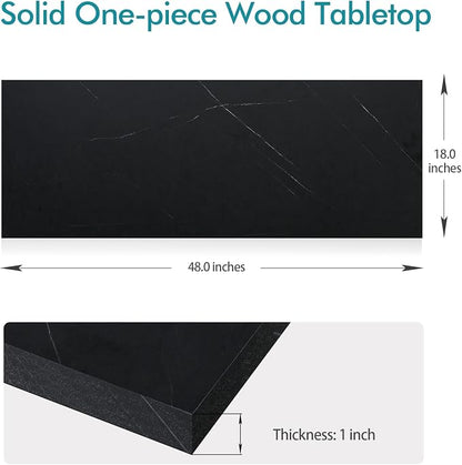 Kaboon 48x18 inches Tabletop, Solid One-Piece Desktop for Sit Stand Desk, Double Desks, L Desk DIY,Wood Countertop Home or Commercial Use,1 inch Thick, Cloud Atlas/Black Marble Pattern