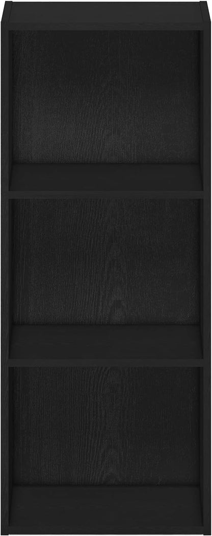 Furinno LUDER Book Shelf, 3-Cube Bookshelf, Bookcase with Open Shelves, 9.3 x 12 x 31.5, Easy Assembly, for Living Room, Bedroom, Home Office, Blackwood