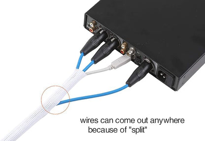 Alex Tech 6.6ft - 1.5 inch Cord Protector Wire Loom Tubing Cable Sleeve Split Sleeving for USB Cable Power Cord Audio Video Cable - Protect Cat from Chewing Cords - White
