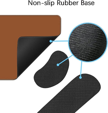 Desk Mat, Large Gaming Mouse Pad with Wrist Rest, 4 in1 XXL Mouse pad+Keyboard Wrist Rest+Mouse Pad Wrist Support+Cup Coaster Set, Ergonomic Desk Pad for Home Office, Coffee Brown