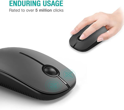 Unipows Wireless Mouse - 2.4G Slim Portable Computer Mouse with Nano Receiver, Less Noise Mobile Optical Mice for Notebook, PC, Laptop, Computer, Mac (Black and Grey)