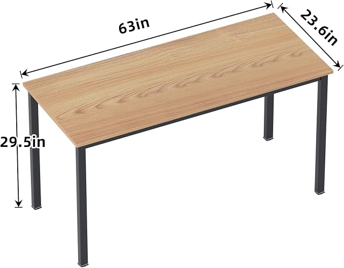 Need Large Computer Desk 63IN Large Home Office Desk,Heavy Duty Modern Simple Computer Table,Modern Sturdy PC Table for Work/Writing/Gaming/Study/Meeting Teak&Black AC3BB(160 * 60)
