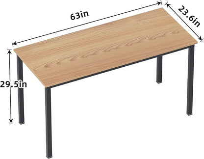 Need Large Computer Desk 63IN Large Home Office Desk,Heavy Duty Modern Simple Computer Table,Modern Sturdy PC Table for Work/Writing/Gaming/Study/Meeting Teak&Black AC3BB(160 * 60)