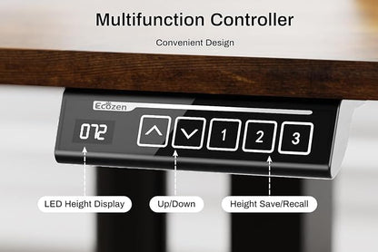 Standing Desk Electric Height Adjustable Desk 55 x 23.6 Inches Sit Stand up Desk, Computer Home Office Desk Memory Preset with Two-Piece Desktop (Vintage Brown, 55 * 24 Inch)