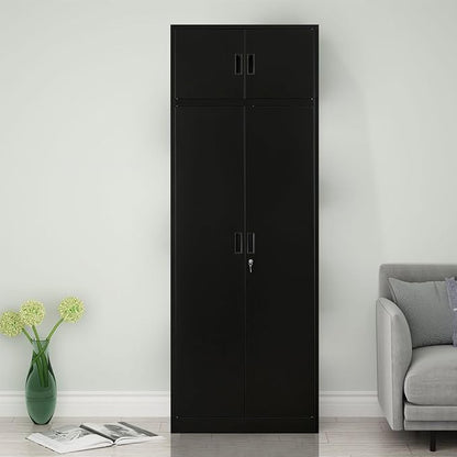 Metal Storage Cabinet, 87 Inch Tall Metal Storage Cabinet with Doors and Shelves, Pantry Cabinets for Kitchen Storage, Garage Cabinet for Living, Dining Room, Assemble Required
