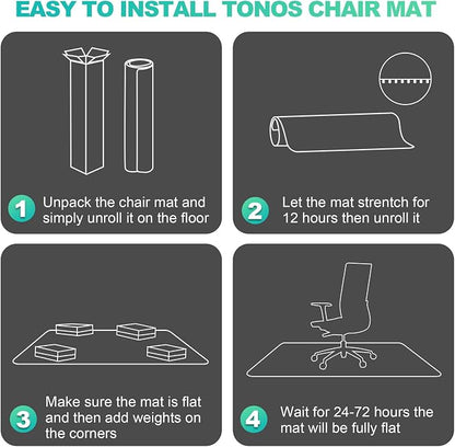 Thickened Chair Mat for Carpet- Low Pile Carpet Protector for Office Computer Desk Chair. Heavy Duty Desk Chair Mat for Carpeted Floors. Clear (Rectangular, 3mm Thick- 48x36)