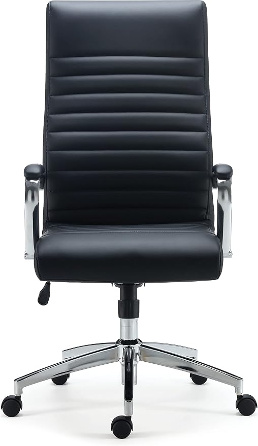 STAPLES Bentura Ergonomic Manager & Executive Office Chair, High Back Swivel, Adjustable Height, Bonded Leather, Black