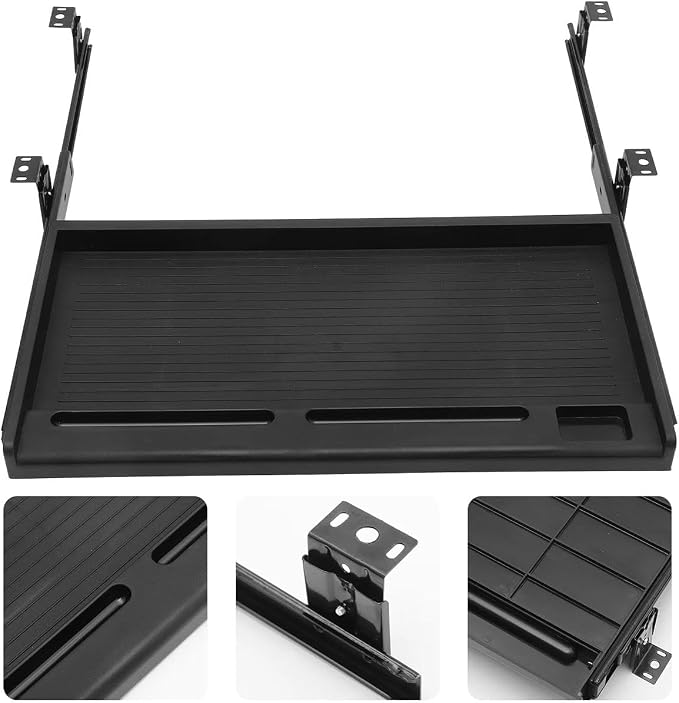 Desk Drawer Keyboard Tray Keyboard Drawer Under Desk Ergonomic Sliding Keyboard Shelf Pull Out Keyboard Tray for Office Home, Black