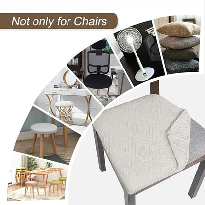 SearchI Water Repellent Seat Covers for Dining Chairs, 6 Pack Jacquard Stretch Dining Room Chair Seat Covers, Kitchen Chair Seat Covers Protectors(Beige Diamond)