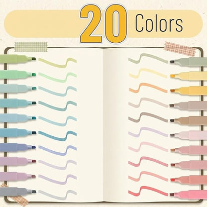 Mr. Pen- Aesthetic Highlighters No Bleed, 20 Pack, Pastel Colors | Chisel Tip, Cute Highlighters Assorted Colors for Journaling, Highlighting, Underlining, Fast Dry, Back to School Supplies