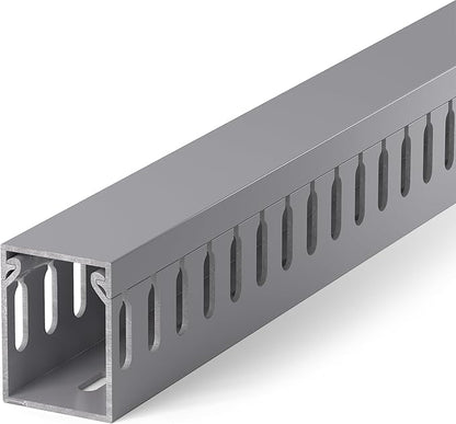 ZhiYo H1.6in W1.2in Professional Server Rack Cable Management Raceway, 99in (6X L16.5in) Cable Raceway Kit, Electrically Safe PVC Open Slot Wire Raceway for Under Desk/Computer/Network Cords, Grey
