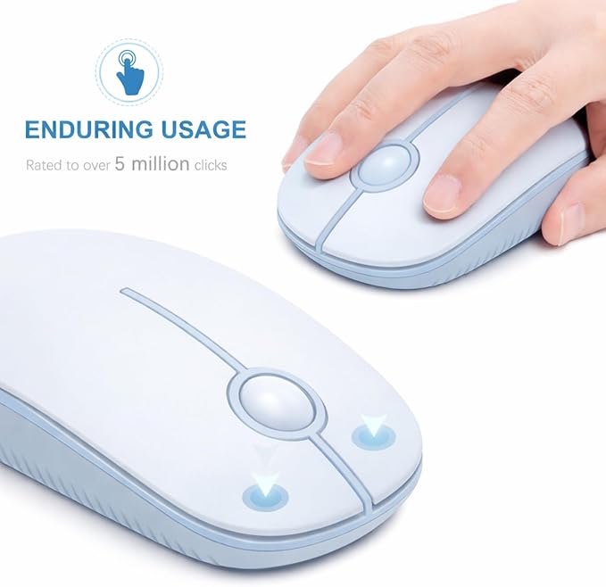 VssoPlor Wireless Mouse, 2.4G Slim Portable Computer Laptop Mouse with Nano Receiver Quiet Silent Optical Mice for Notebook, PC, Laptop, Computer-Light Blue