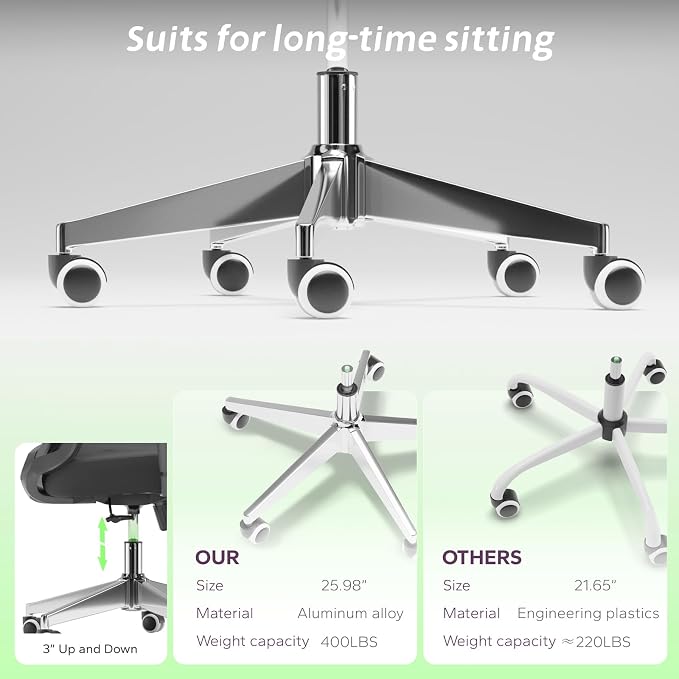 Ergonomic Office Chair with Adjustable Lumbar Support & Flip-Up Armrests - High Back Computer Desk Chair with Thickened Seat Cushion, Rolling Wheels for Home/Office Study Work (05black)