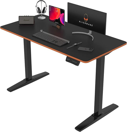 Monomi Height Adjustable Electric Standing Desk, 48 x 24 Inches Sit Stand up Desk, Memory Computer Home Office Desk (Black Frame+ Black Top)