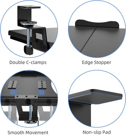 suptek Keyboard Tray Under Desk Pull Out with C Clamp Mount, Computer Keyboard & Mouse Tray, 25.6 (30 Including Clamps) x 11.8 inch Slide-Out Platform Computer Drawer for Typing, Black, DSF1