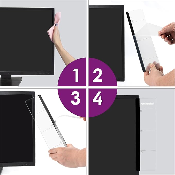 Office Desk Accessories 2pcs Monitor Memo Board Computer Message Board Office Supplies for Women Men Computer Sticky Note Holder with Functional Areas Home Office Accessories Office Must Haves