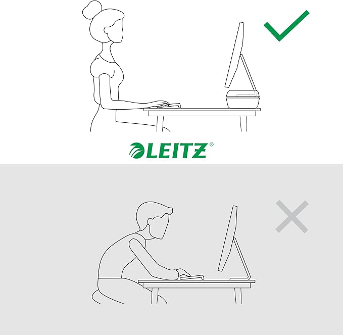 Leitz Ergo 65040085 Adjustable Monitor Stand with 2 Height Settings, 20.8 x 11.2 x 48.3 cm, Light Grey