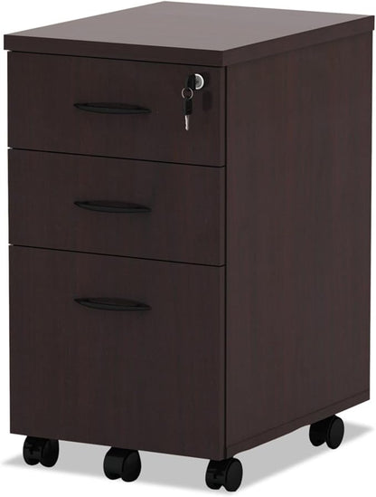 Alera ALE Valencia Mobile B/B/F Pedestal File, 15 7/8w x 20 1/2d x 28 3/8h, Mahogany