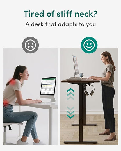 CubiCubi 63 x 28 Large Standing Desk, Height Adjustable Electric Computer Desk, 28" Deep Desktop, Sit Stand up Home Office Workstations with Preset Heights, Black Walnut