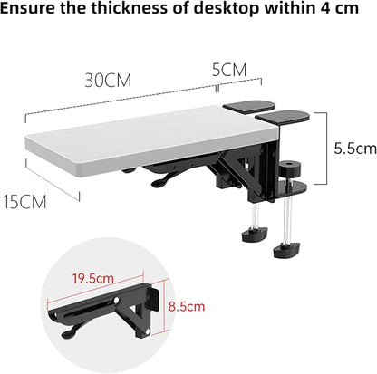 Sisyphy Ergonomics Desk Extender Tray, 11.8x5.9" Punch-Free Clamp on, Foldable Keyboard Drawer Tray, Table Mount Arm Wrist Rest Shelf, Computer Elbow Arm Support