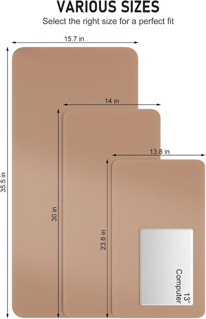 Desk Pad, 35.5" x 17" PU Leather Non-Slip Desk Mat Large Mouse Pad for Desktop, Waterproof Laptop Computer Writing Mat for Office, Home, Work, Gaming, Champagne Gold