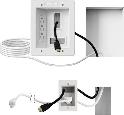 Mount-It! In-Wall TV Cable Management Kit with Power – Triple Outlet, Male Wall Plug and 5ft External & 9ft Behind the Wall Cords, Hand Saw – Easy, Safe Cable Management for TV and Home Theater Setups