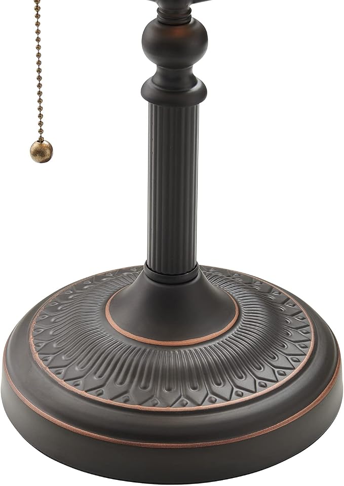 Matted Orange Glass Bankers Desk Lamp with Pull Chain Switch Plug in Fixture | Pull Chain Switch Plug in Fixture