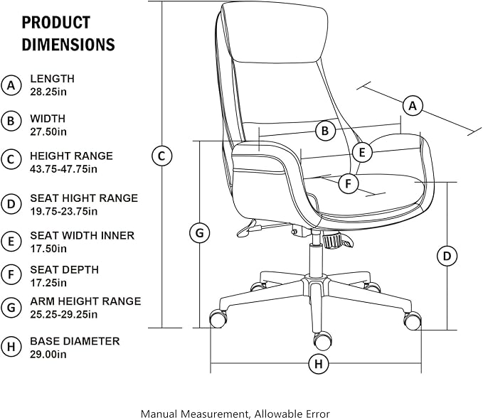 Glitzhome Mid-Century Modern Two-Tone Color High Back Leatherette Chairs Computer Desk Chair, Task Chair with Armrest Adjustable Gaslift Office Chair Executive Swivel Chair,Black & Camel