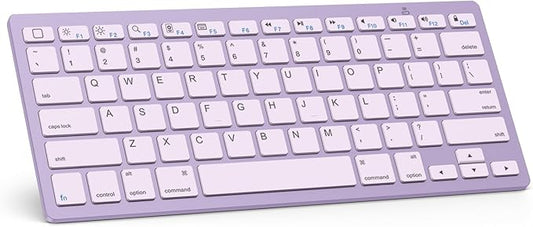 OMOTON Ultra-Slim Bluetooth Keyboard for iPad 11th/10th/9th/8th/7th, iPad Pro/Air/Mini and iPhone Series, Wireless iOS Keyboard with 12 Multimedia Keys for Office, Home, Travel, School, Purple