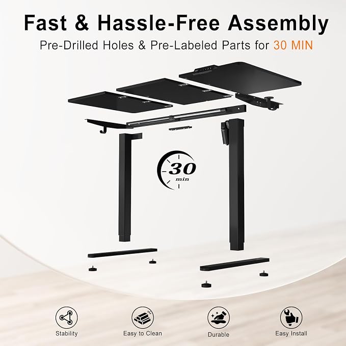 Electric Standing Desk, 63x24 Inches Height Adjustable Sit Stand up Desk with 3 Memory Presets & Child Lock，Heavy Duty Steel Frame, for Computer Workstation or Multi-PC Setup, Black
