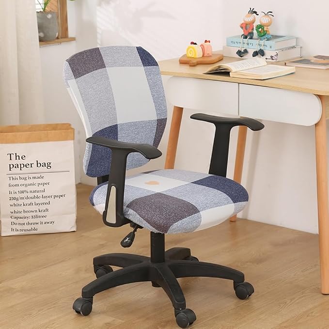 Jinzio Computer Office Chair Cover - Split Protective & Stretchable Cloth Polyester Universal Desk Task Chair Chair Covers Stretch Rotating Chair Slipcover (Blue2)