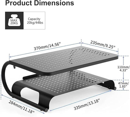 suptek Double-Deck Desk Monitor Stand Riser for Computer,Laptop,Printer, Notebook and All Flat Screen Display with Vented Metal Platform and 4 Inches Height Underneath Storage (MST002)