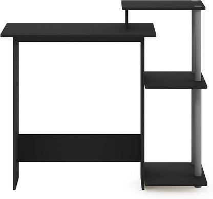 Furinno EFFICIENT Desk, 28.6" Wide Gaming Desk with 3 Open Side Shelves, Laptop Notebook Computer Desk, Office Desk for Home Office, Study Room, Dorm, Bedroom, Solid Black