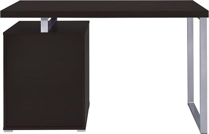 Coaster Home Furnishings Brennan Modern Contemporary Home Office 3-Drawer Writing Desk with Drawers Computer Desk Study Table File Cabinet Storage Silver Metal Frame Cappuccino Brown 800519