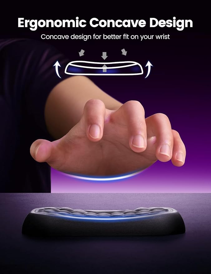 Vaydeer Wrist Rest for Keyboard and Mouse, Computer Ergonomic Wrist Support Pad, Soft Memory Foam Arm Cushion for Desk, Palm Hand Office Laptop Typing
