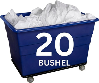 ReadySpace Commercial 20 Bushel Utility Cart with Steel Base, Poly Box Basket Truck, Laundry Cart, and Rolling Trash Bin, 51.5-Inch x 35.5-Inch x 36-Inch, 1000 Pound Weight Capacity, Blue