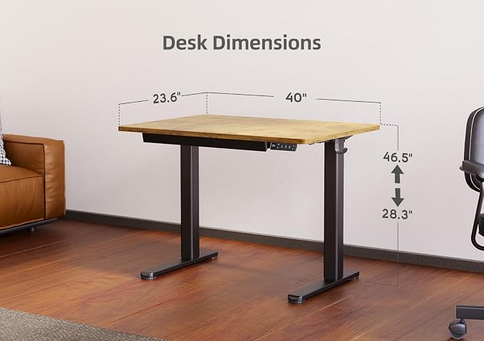Claiks Standing Desk with Drawers, Electric Standing Desk Adjustable Height, Stand Up Desk Computer Workstation, 40 Inch, Rustic Brown