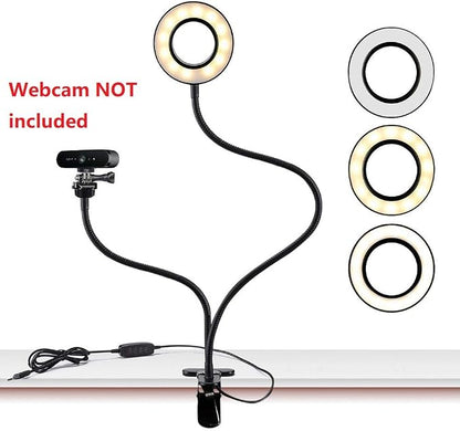 Webcam Light Stand for Live Stream, Selfie Ring Light with Webcam Mount for Logitech C925e, C922x, C930e,C922,C930,C920,C615,Brio 4K