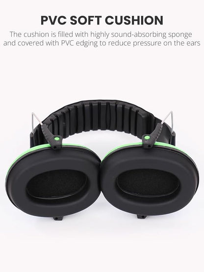 Small Size Hearing Protection Ear Muffs, Adjustable Noise Reduction Headphones for Study, Sleeping, and Travel, Green