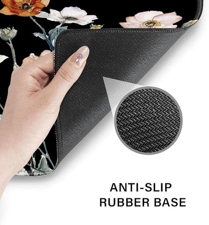 Desk Pad and Keyboard Wrist Rest, Large Mouse Pad + Keyboard Pad+Mouse Wrist Support, Non-Slip Desk Mat Protector for Office, Home 31.5×11.8 Inches Fall Floral
