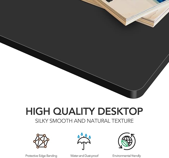 SANODESK Whole-Piece Particle Board Table Top for Standing Desk and Home Office Desk DIY, 48x30x1 Inch Black Desk Top