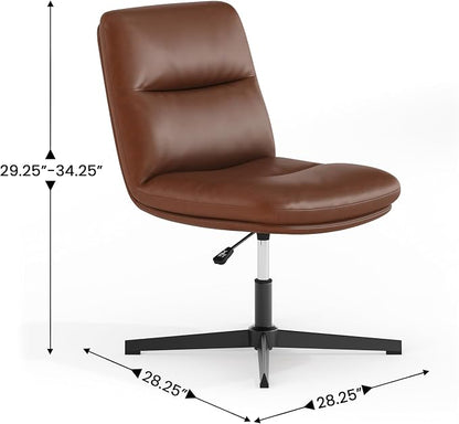 Flash Furniture Chloe Commercial Mid-Back Swivel Office Chair, Padded LeatherSoft, Adjustable Height, Ergonomic Mid-Rise Back, Armless, Stationary, Cognac/Black